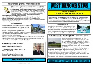 West Bangor News - Councillor Brian Wilson - Summer 2012 Front