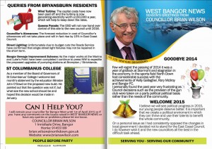 New Year's Newsletter 120, Brian Wilson. First Green Party MLA in Northern Ireland and North Down Councillor for Bangor West.